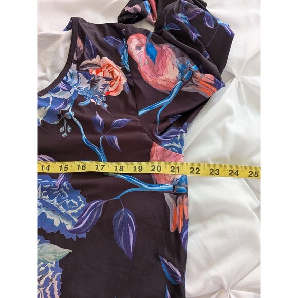 Lily By Firmiana Tunic Womens 1X Multi Floral Humming Bird Blouse Top Stretch - Picture 11 of 12